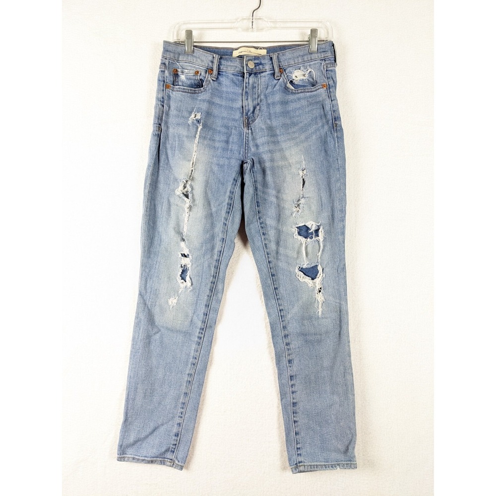 Gap Best Girlfriend Womens Jeans Size 26‎ Destroyed Patched Cotton Blend Blue